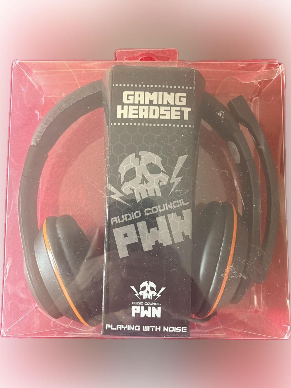 Over-Ear Gaming Headset in Black with Orange Accents